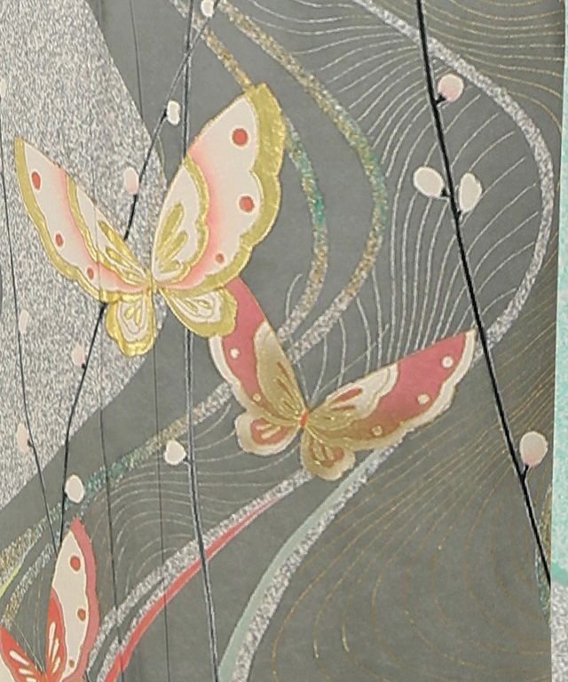 プレミアム古典 赤 吉澤織物/最高級金彩手描友禅 柄小さめ 高級